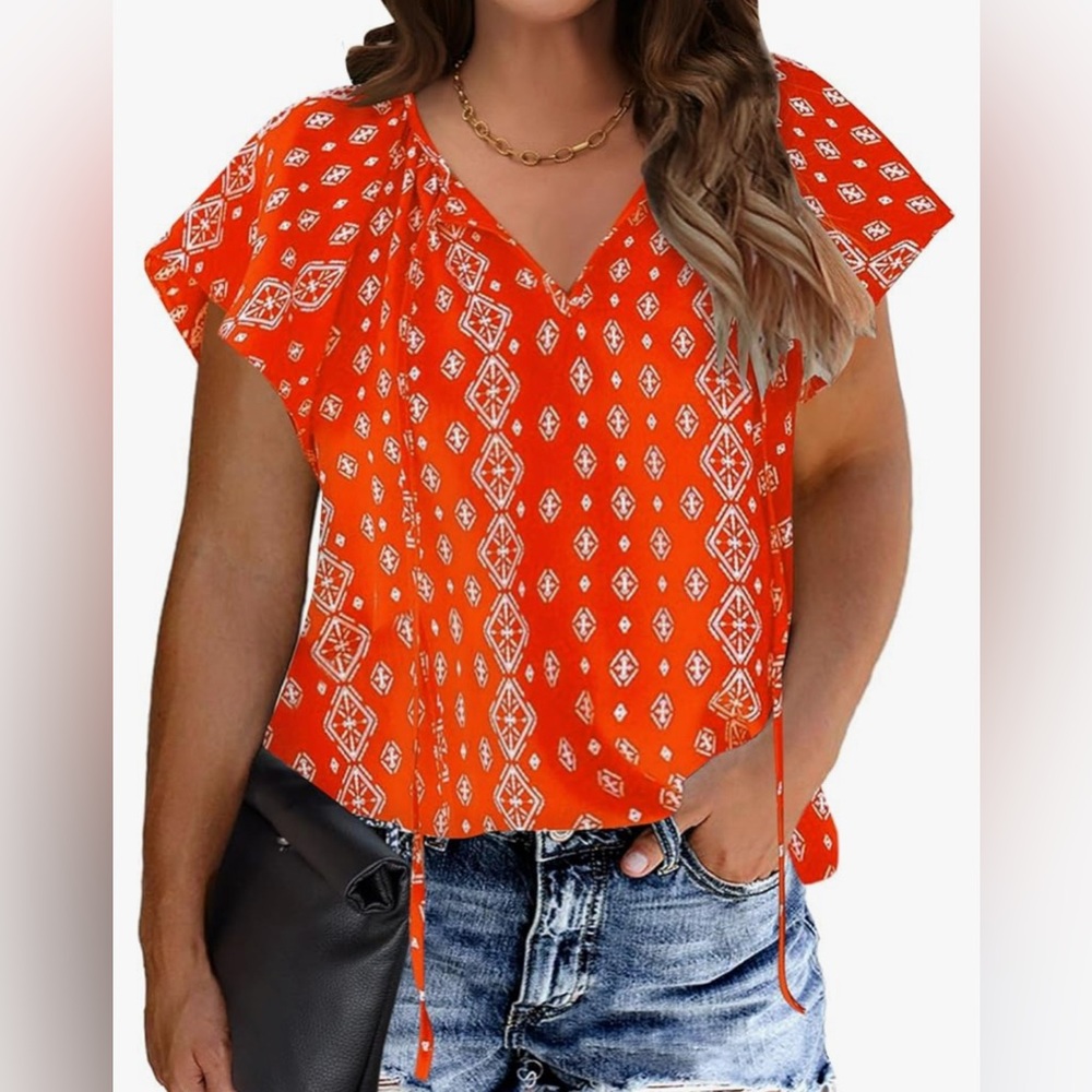 NWOT - Orange Blouse - Unknown Brand